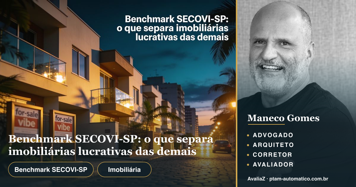 Benchmark SECOVI-SP: o que separa imobiliárias lucrativas das demais — análise de Maneco Gomes (advogado, arquiteto, corretor e avaliador CNAI)