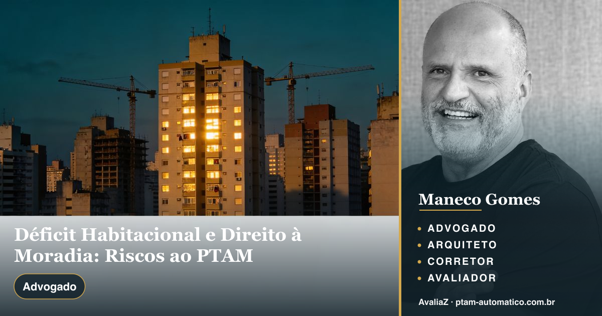 Déficit Habitacional e Direito à Moradia: Riscos ao PTAM — análise de Maneco Gomes (advogado, arquiteto, corretor e avaliador CNAI)