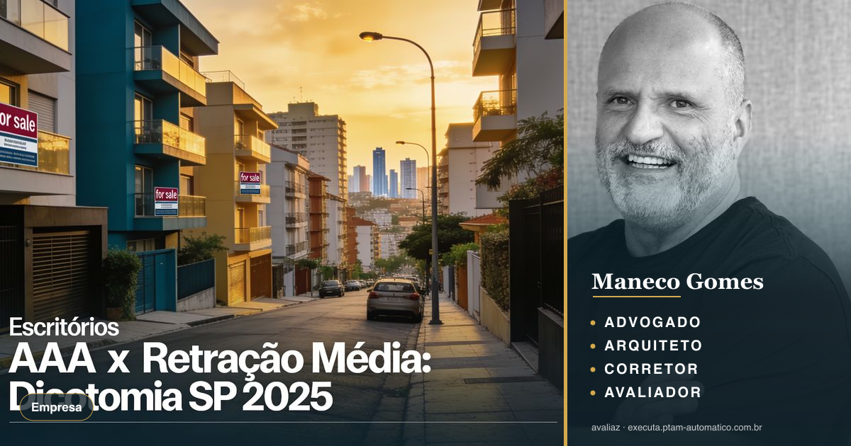 Escritórios AAA x Retração Média: Dicotomia SP 2025 — análise de Maneco Gomes (advogado, arquiteto, corretor e avaliador CNAI)