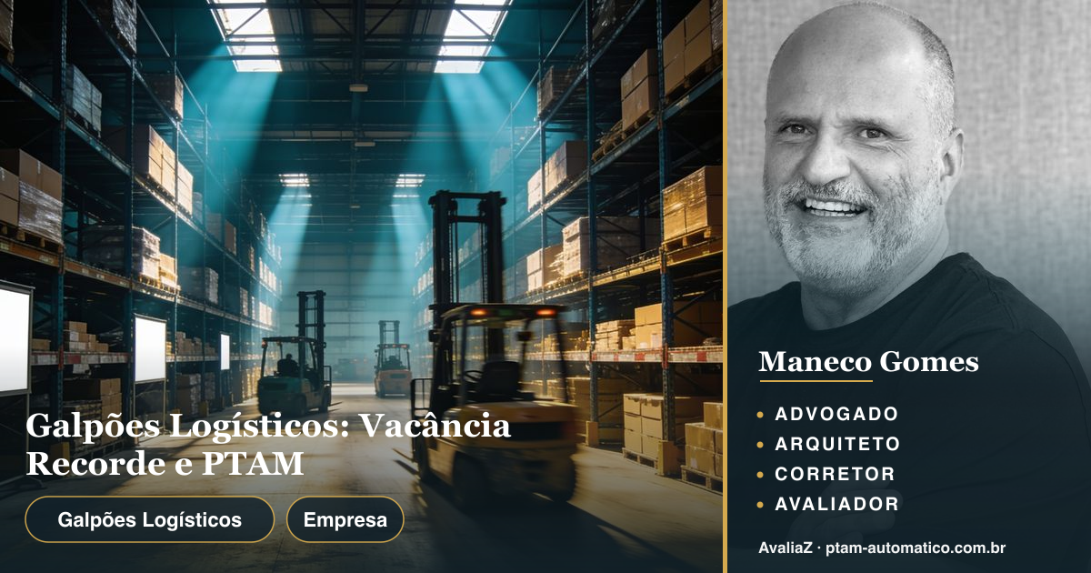 Galpões Logísticos: Vacância Recorde e PTAM — análise de Maneco Gomes (advogado, arquiteto, corretor e avaliador CNAI)