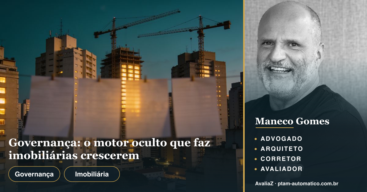 Governança: o motor oculto que faz imobiliárias crescerem — análise de Maneco Gomes (advogado, arquiteto, corretor e avaliador CNAI)