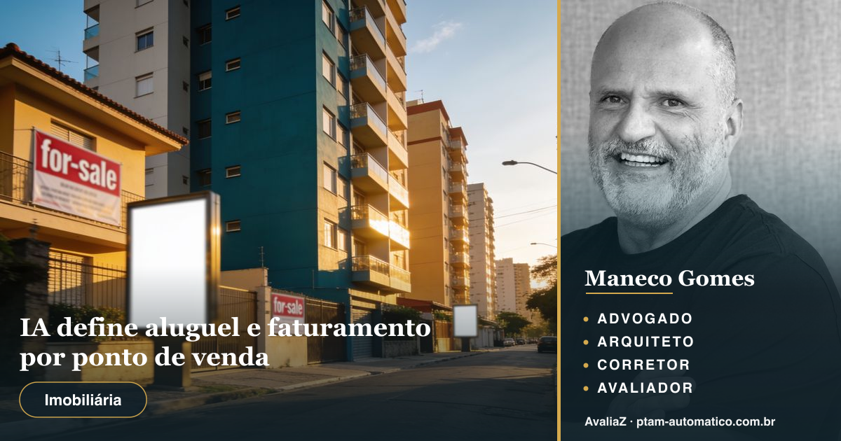 IA define aluguel e faturamento por ponto de venda — análise de Maneco Gomes (advogado, arquiteto, corretor e avaliador CNAI)