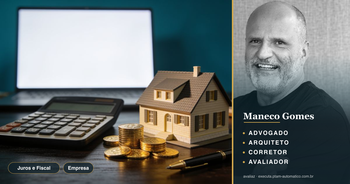 Juros e Fiscal: Impacto Direto no Custo de Avaliação — análise de Maneco Gomes (advogado, arquiteto, corretor e avaliador CNAI)
