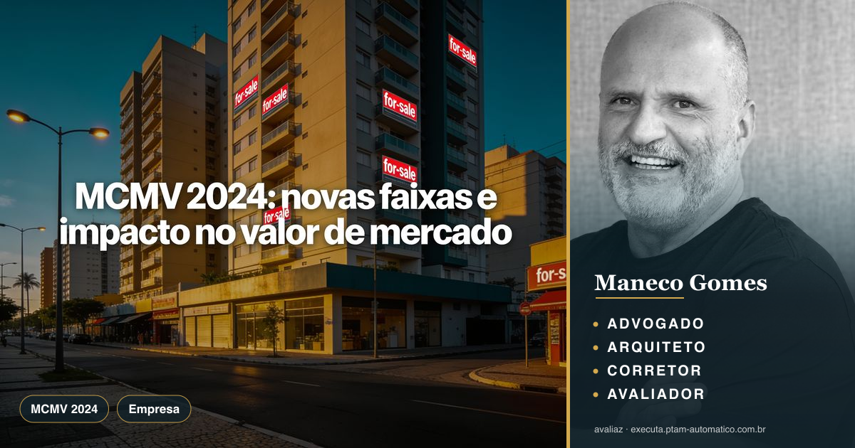 MCMV 2024: novas faixas e impacto no valor de mercado — análise de Maneco Gomes (advogado, arquiteto, corretor e avaliador CNAI)