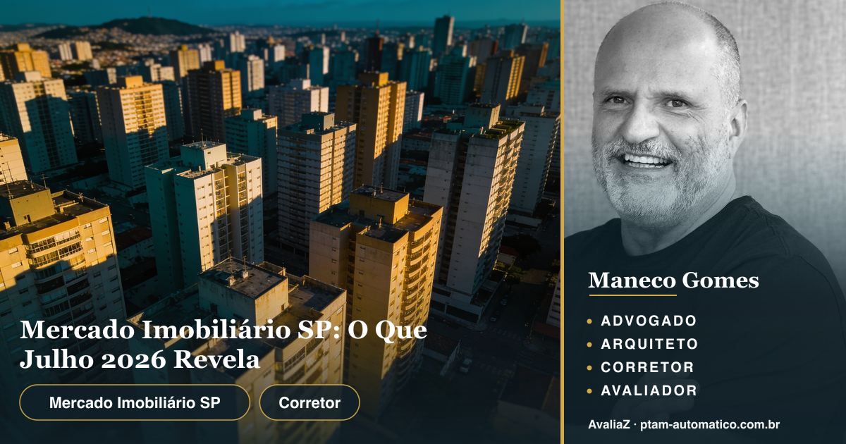 Mercado Imobiliário SP: O Que Julho 2026 Revela — análise de Maneco Gomes (advogado, arquiteto, corretor e avaliador CNAI)