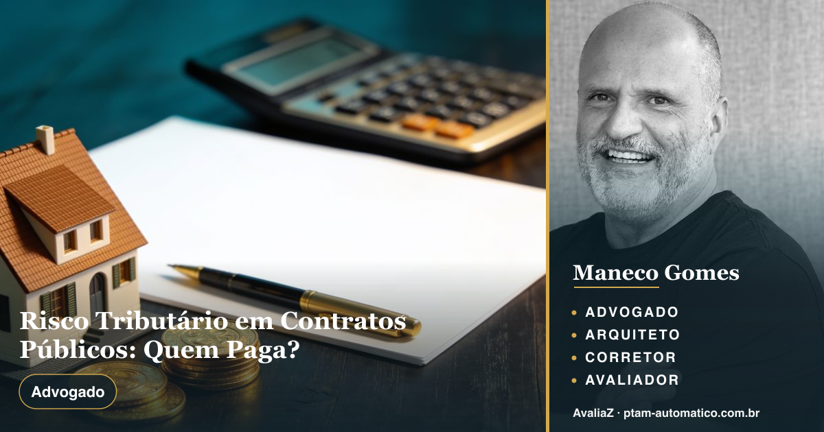Risco Tributário em Contratos Públicos: Quem Paga? — análise de Maneco Gomes (advogado, arquiteto, corretor e avaliador CNAI)