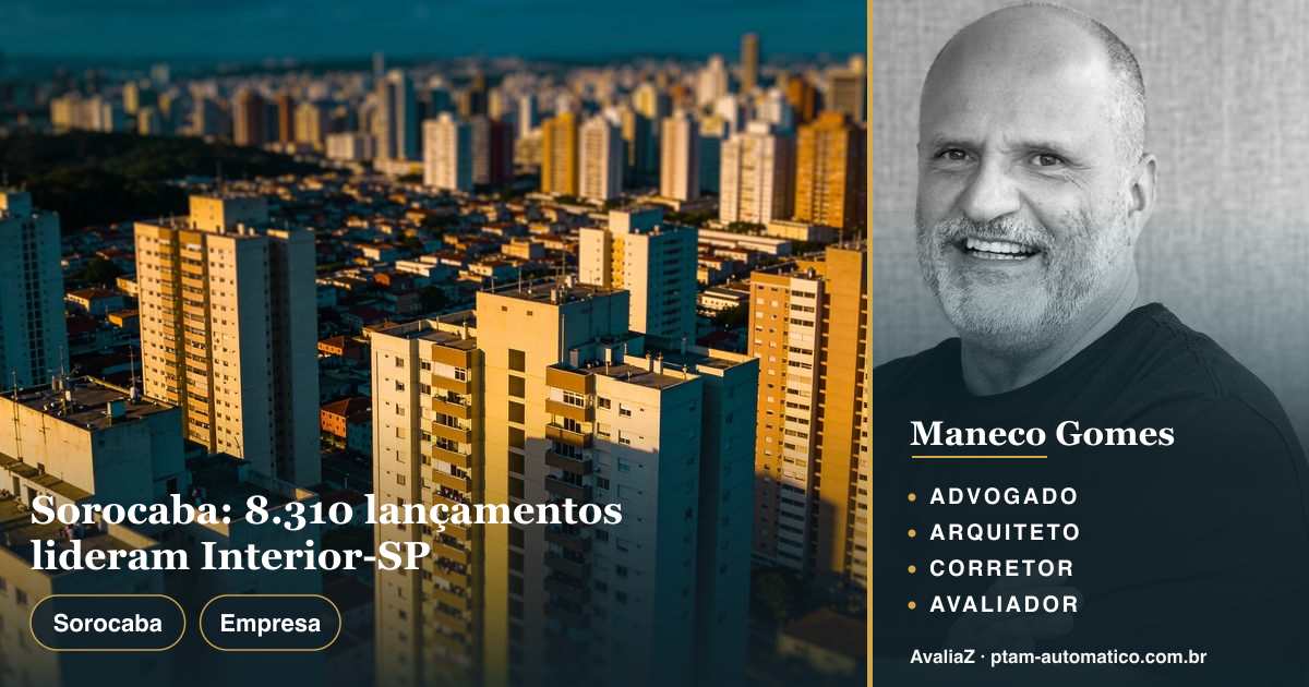 Sorocaba: 8.310 lançamentos lideram Interior-SP — análise de Maneco Gomes (advogado, arquiteto, corretor e avaliador CNAI)