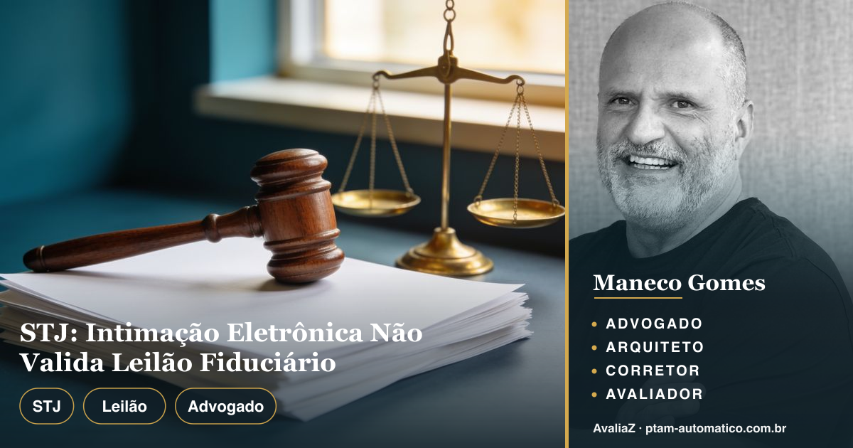STJ: Intimação Eletrônica Não Valida Leilão Fiduciário — análise de Maneco Gomes (advogado, arquiteto, corretor e avaliador CNAI)