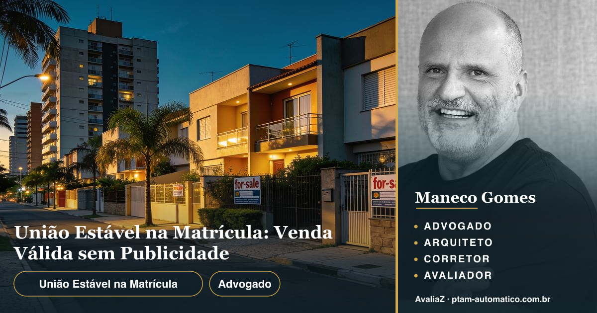União Estável na Matrícula: Venda Válida sem Publicidade — análise de Maneco Gomes (advogado, arquiteto, corretor e avaliador CNAI)