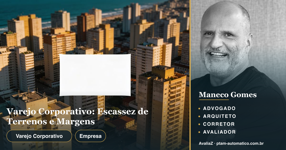 Varejo Corporativo: Escassez de Terrenos e Margens — análise de Maneco Gomes (advogado, arquiteto, corretor e avaliador CNAI)